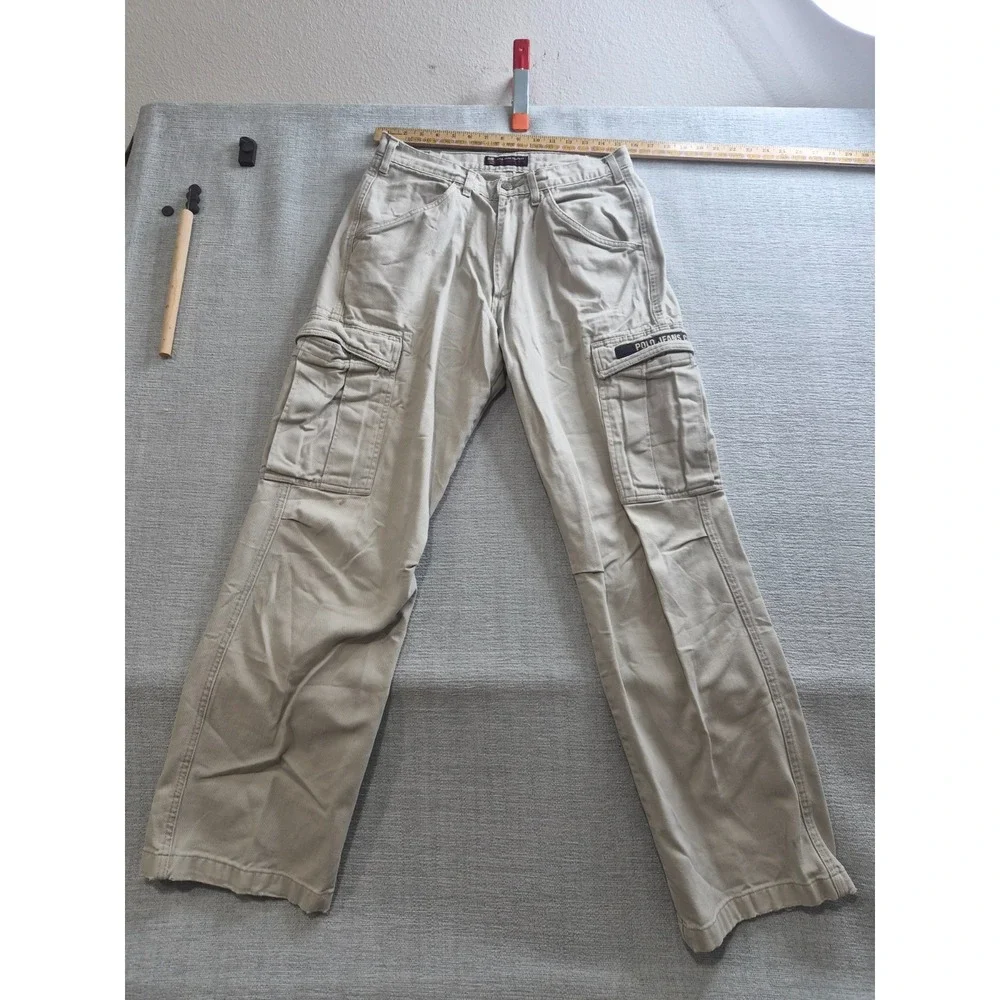 VTG Polo Ralph Lauren Freighter Cargo Pants Mens 29x32 Beige Cotton Workwear